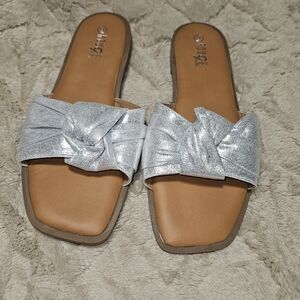 Silver Women's Slide Sandals